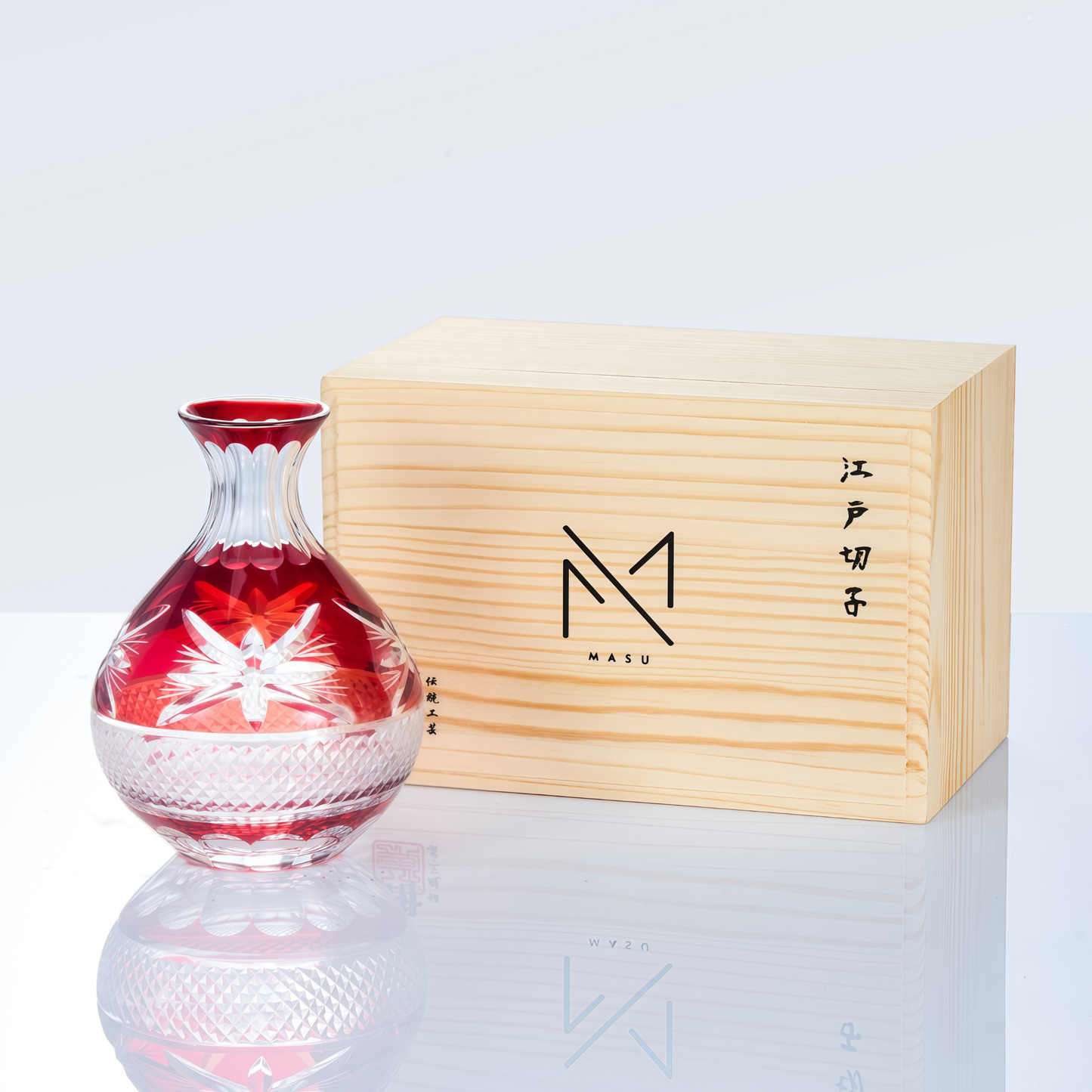 Edo Kiriko Handcrafted Aka Sake Glass Collection