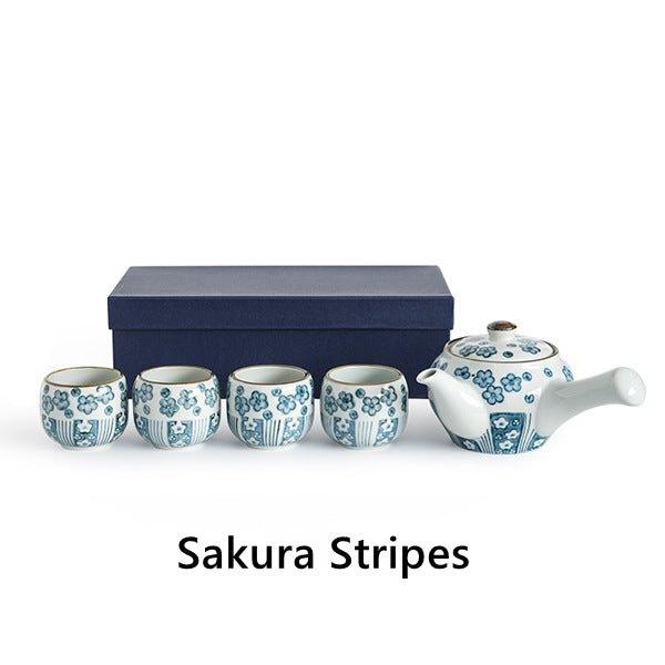 Japanese Handcrafted Blue Sakura Tea Sets