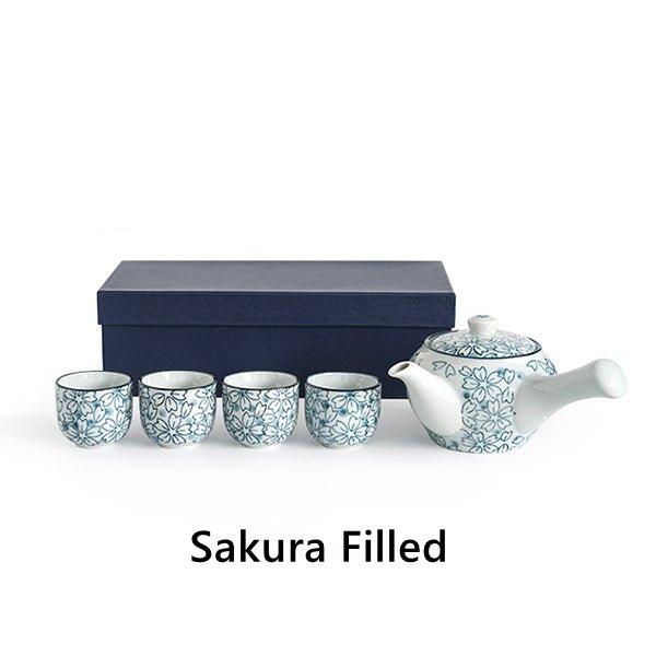 Japanese Handcrafted Blue Sakura Tea Sets