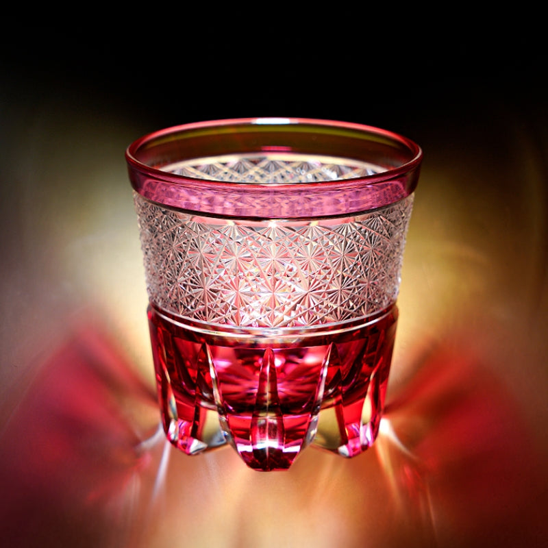 Edo Kiriko Handcrafted Sakura Radiance Whisky Glass With Wooden Box