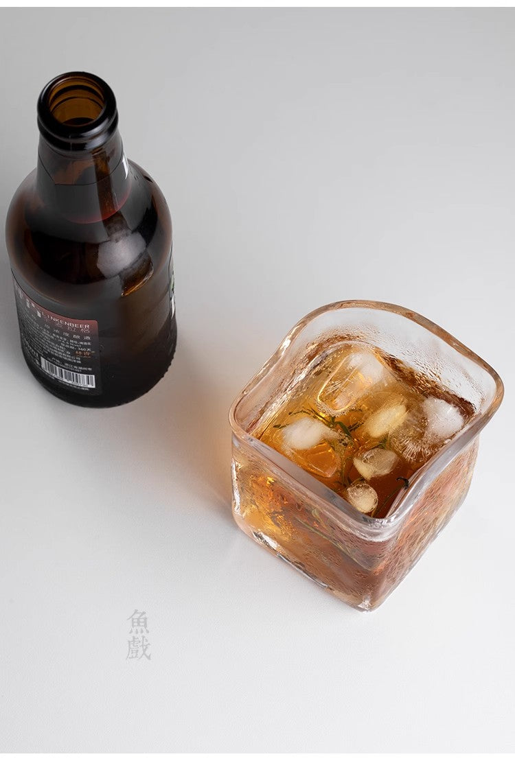 Edo Kiriko Whiskey Glass Hammer Pattern Rock Glass
