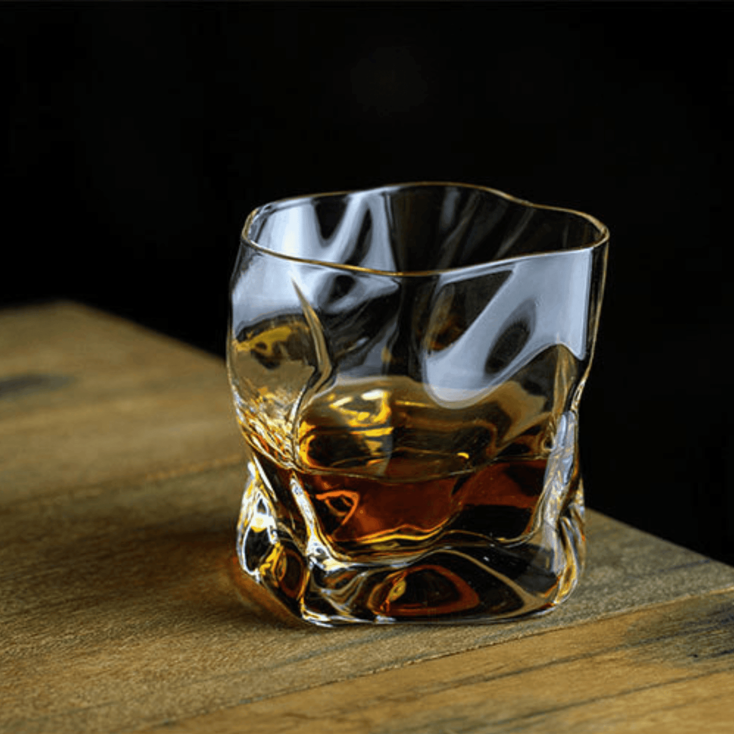 Handcrafted Edo Kiriko Crumple Body Whisky Glass - Authentic Japanese Artistry