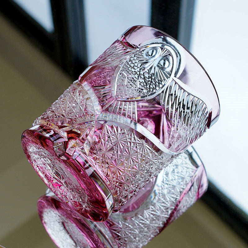 Edo Kiriko Handcrafted Ruby Nocturne Whisky Glass – A Deep Fire in the Night Crystal