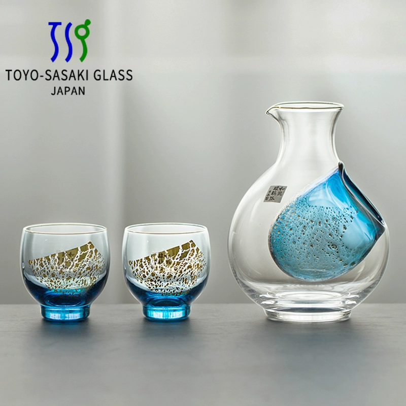 Toyo-Sasaki Golden Sapphire Galaxy Rounded Cold Sake Set