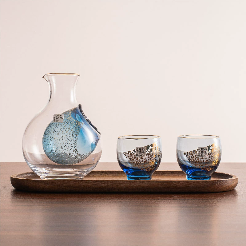 Toyo-Sasaki Golden Sapphire Galaxy Rounded Cold Sake Set