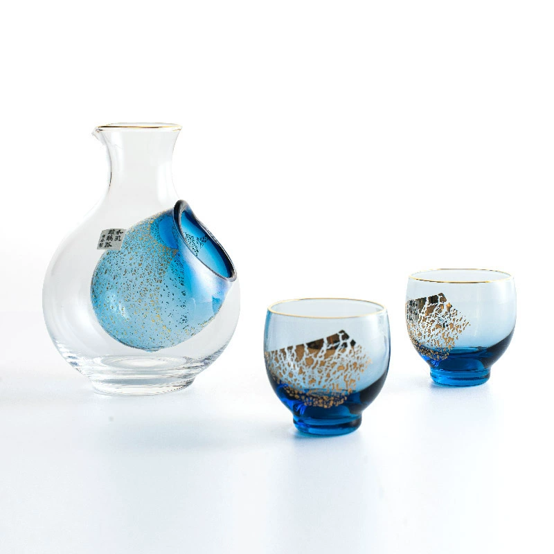 Toyo-Sasaki Golden Sapphire Galaxy Rounded Cold Sake Set