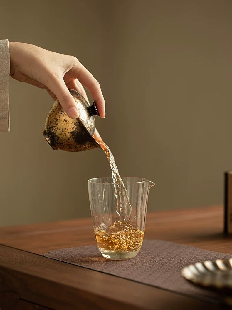 Shino-Style Gilded Green Grain Two-Piece Gaiwan