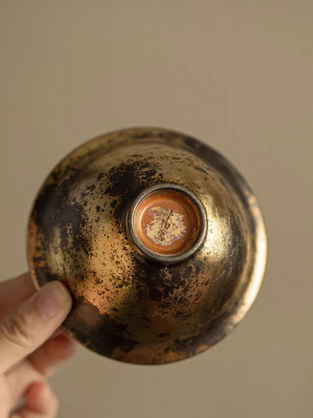 Shino-Style Gilded Green Grain Two-Piece Gaiwan