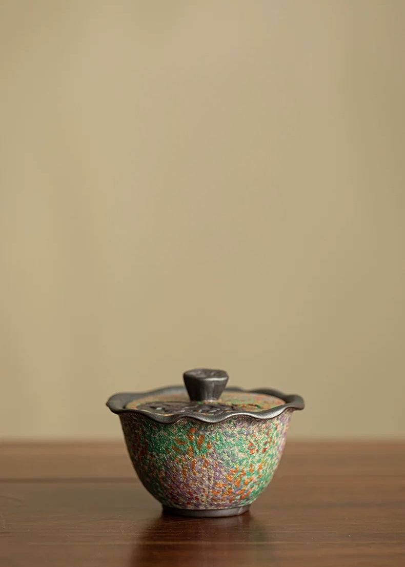 Zen Lotus Aged Clay Two-Piece Gaiwan (Anti-Scald)