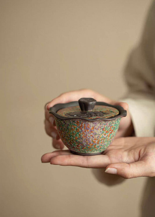 Zen Lotus Aged Clay Two-Piece Gaiwan (Anti-Scald)