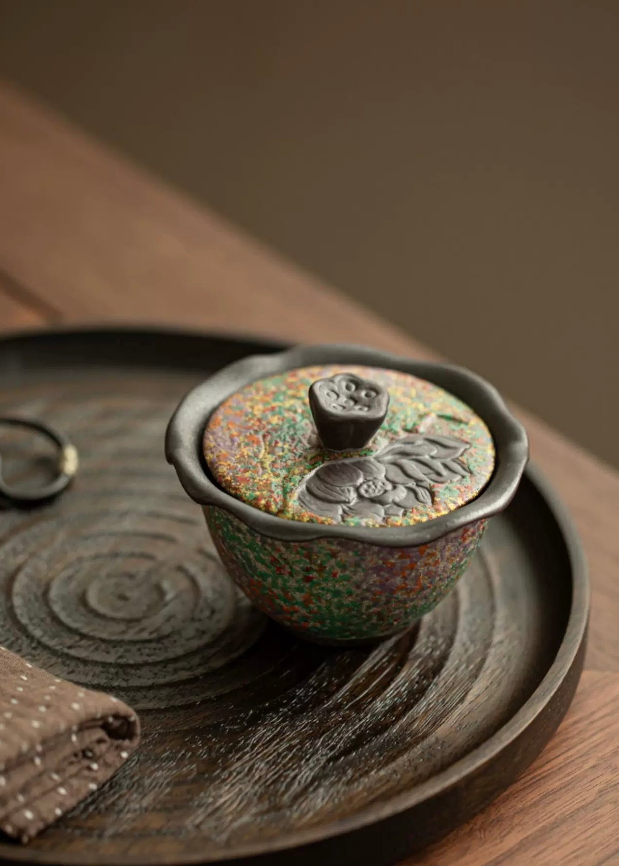 Zen Lotus Aged Clay Two-Piece Gaiwan (Anti-Scald)