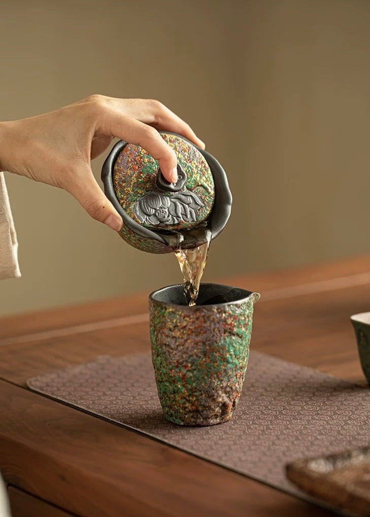 Zen Lotus Aged Clay Two-Piece Gaiwan (Anti-Scald)