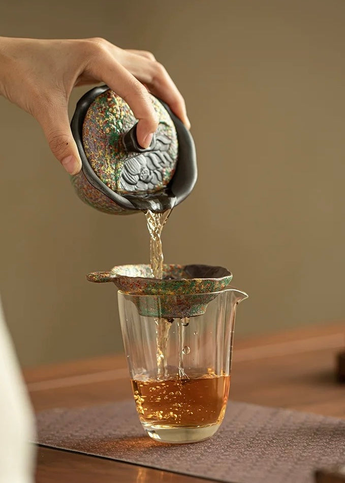 Zen Lotus Aged Clay Two-Piece Gaiwan (Anti-Scald)