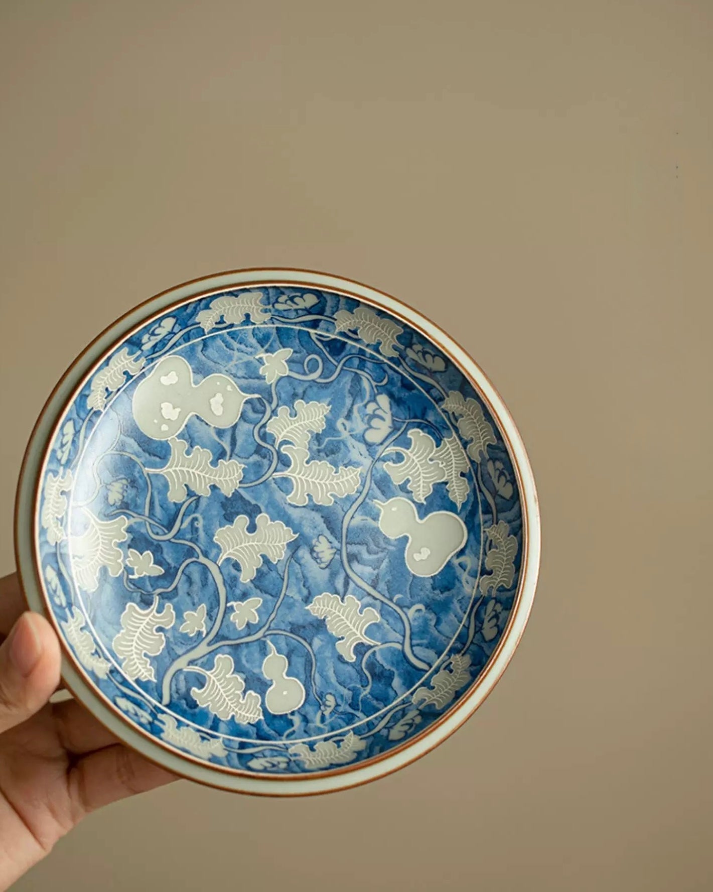 Imitation Song Ru Ware & Yuan Blue-White Floating Sancai Gaiwan