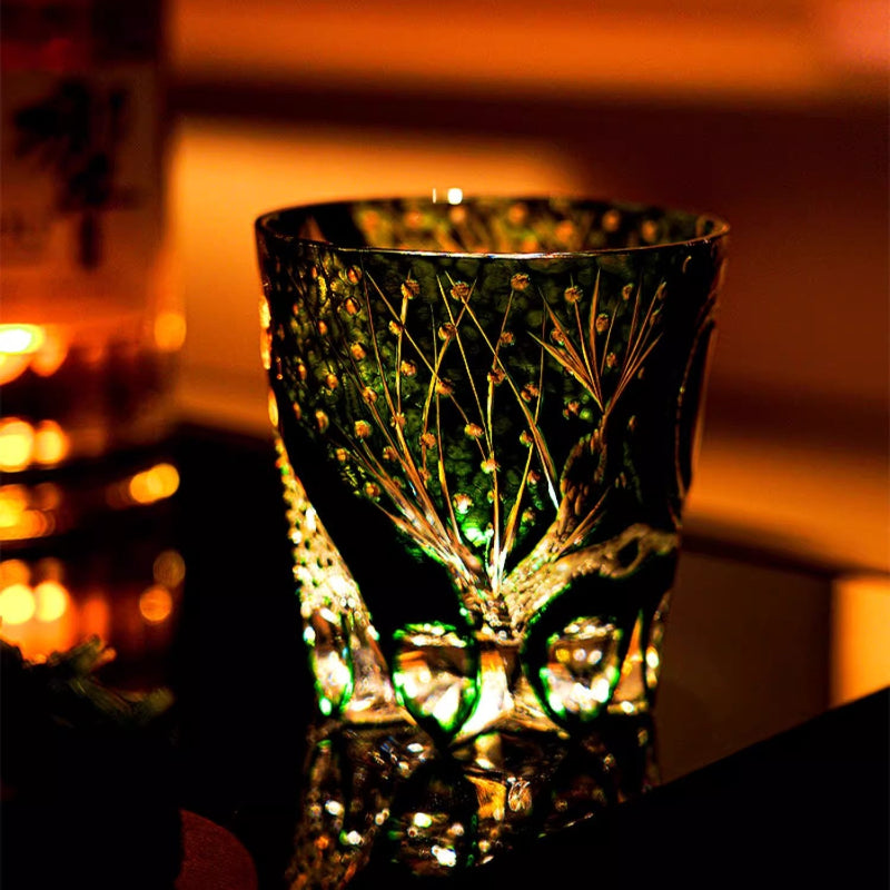 Green Serpent Edo Kiriko Whiskey Glass