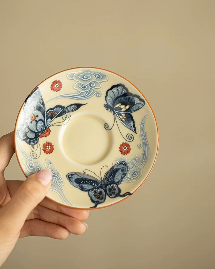 Ru Ware Auspicious Clouds & Dancing Butterflies Floating Gaiwan