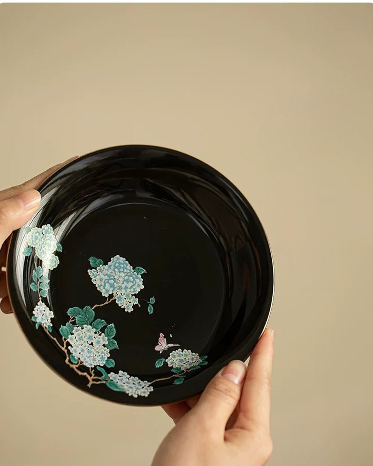 Black Glaze Midnight Hydrangea Sancai Gaiwan