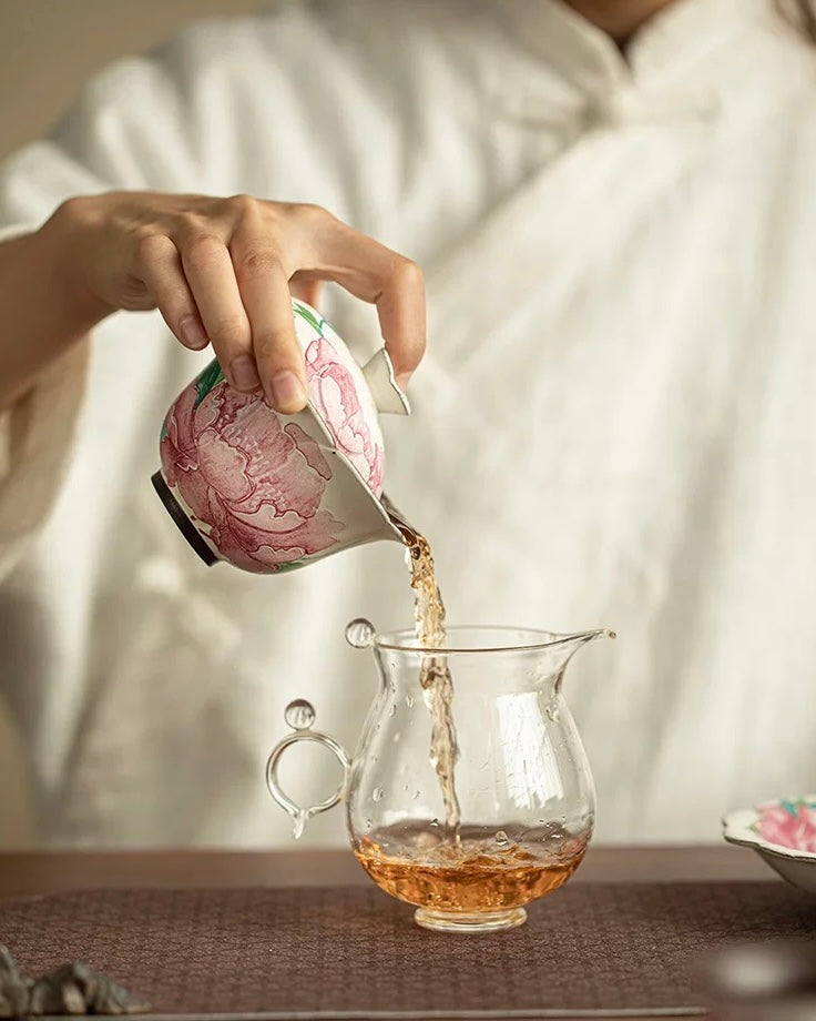 Aged Rock Clay Peony Tide Sancai Gaiwan