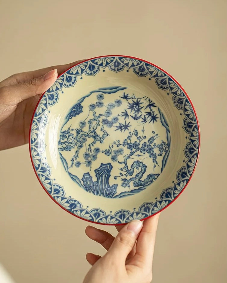 Palace Wall Red Three Friends of Winter Sancai Gaiwan