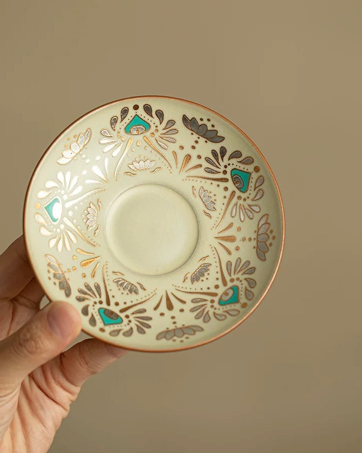 Ru Ware Dunhuang Phoenix Feather Sancai Gaiwan