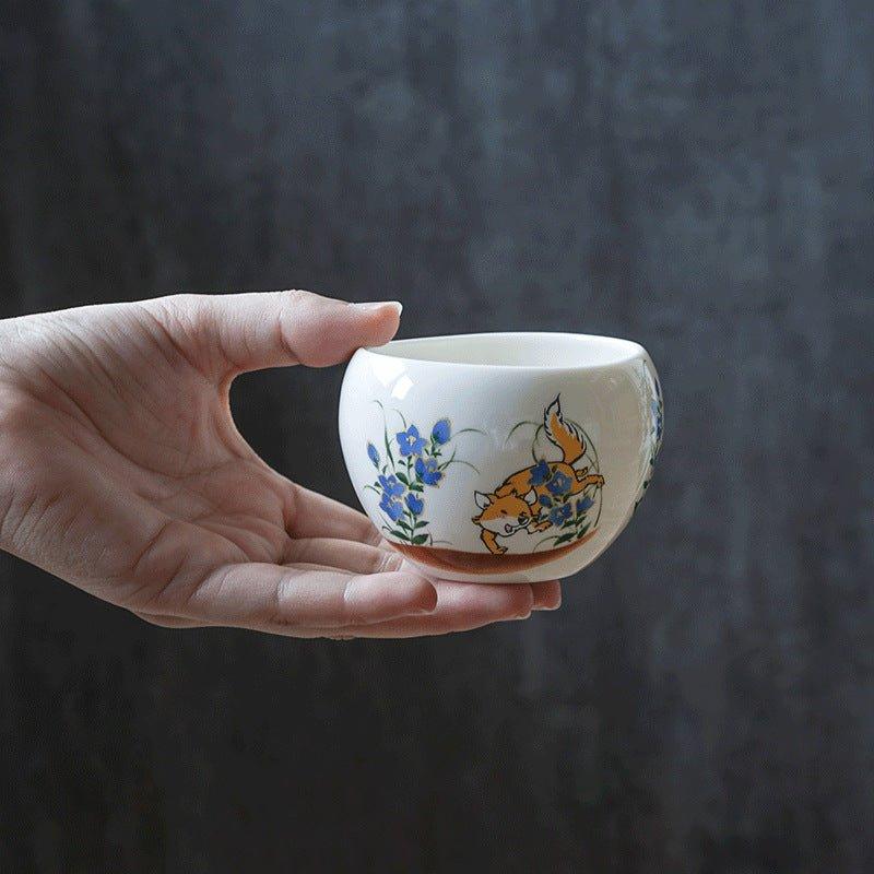 Japanese Tamikazu Hayashi Hand-painted Animal Theme Ceramic Tea Cup Gift Sets