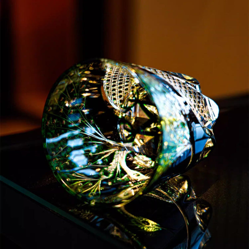 Green Serpent Edo Kiriko Whiskey Glass