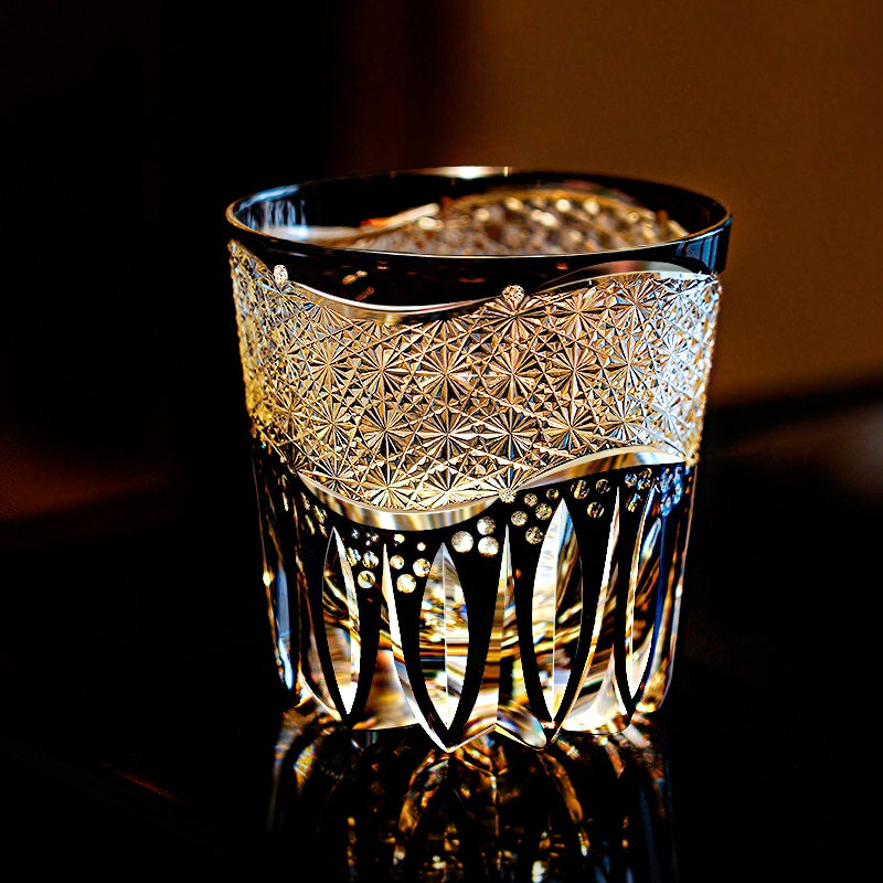 Edo Kiriko Handcrafted Kurokiku Whisky Glass With Wooden Box