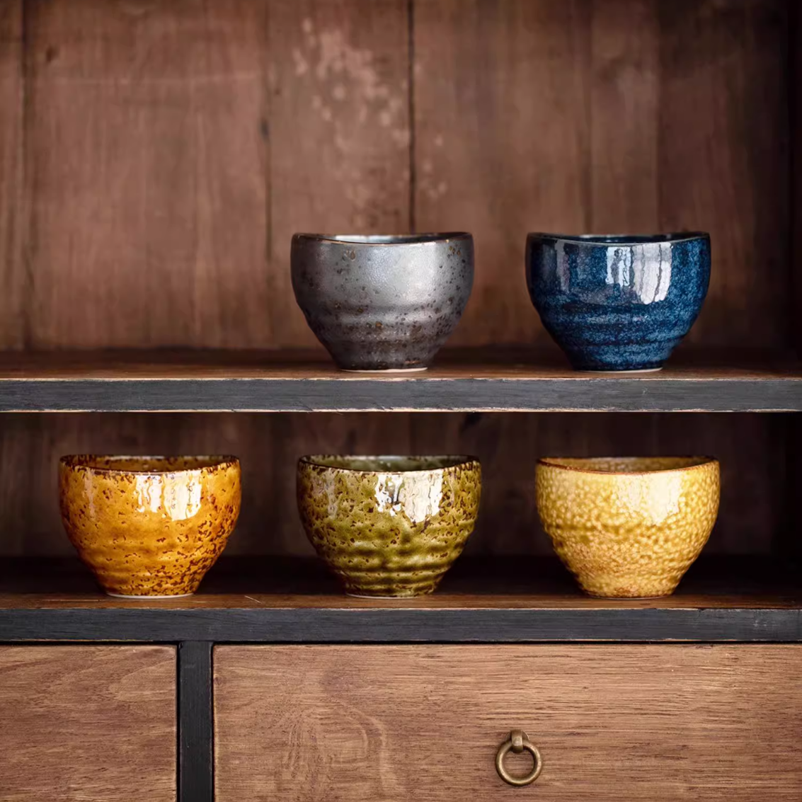 Mino Ware Autumn Harmony Tea/sake Cup Set of Five – A Celebration of Seasonal Beauty