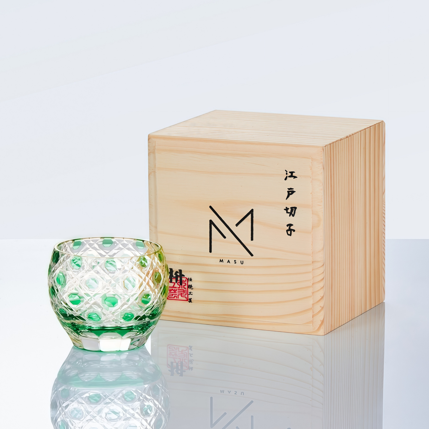 Edo Kiriko Handcrafted Midori Sake Glass Collection
