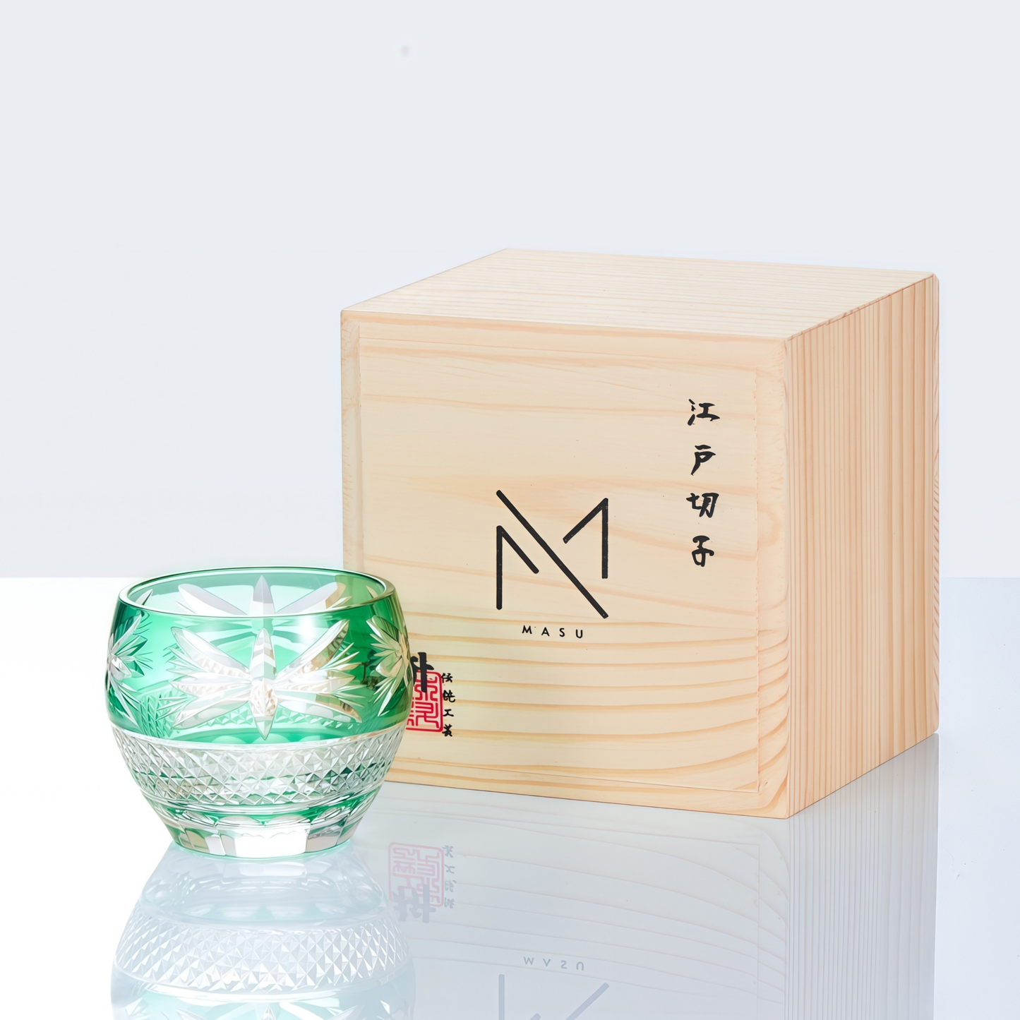 Edo Kiriko Handcrafted Midori Sake Glass Collection