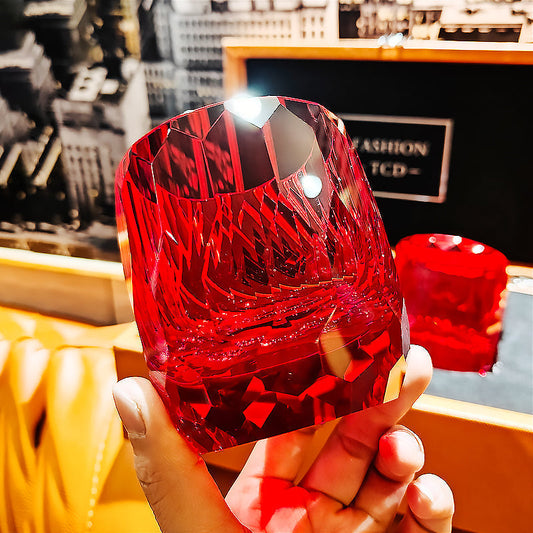 K9 Crystal Japanese Edo Kiriko Whiskey Glass - Diamond-like - Red