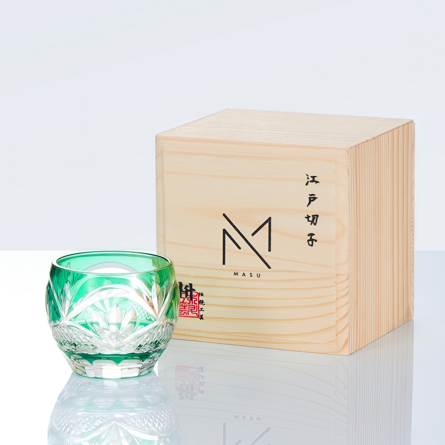 Edo Kiriko Handcrafted Midori Sake Glass Collection