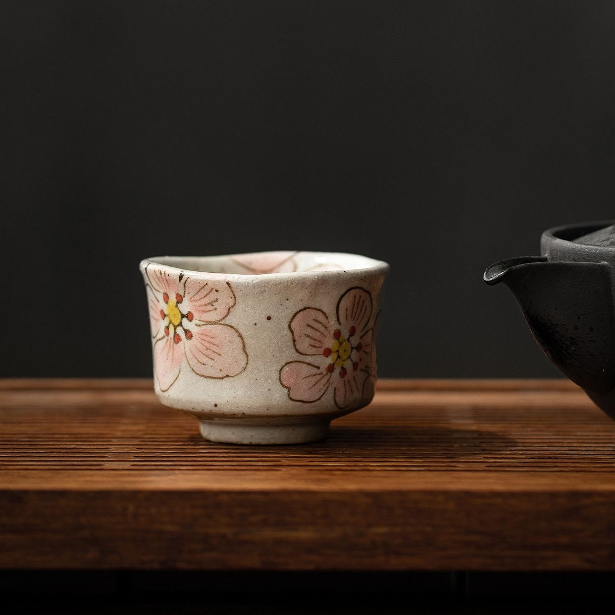 Hatsuichi Mino Ware Hana Nagare Handcrafted Tea Cup Set of Five
