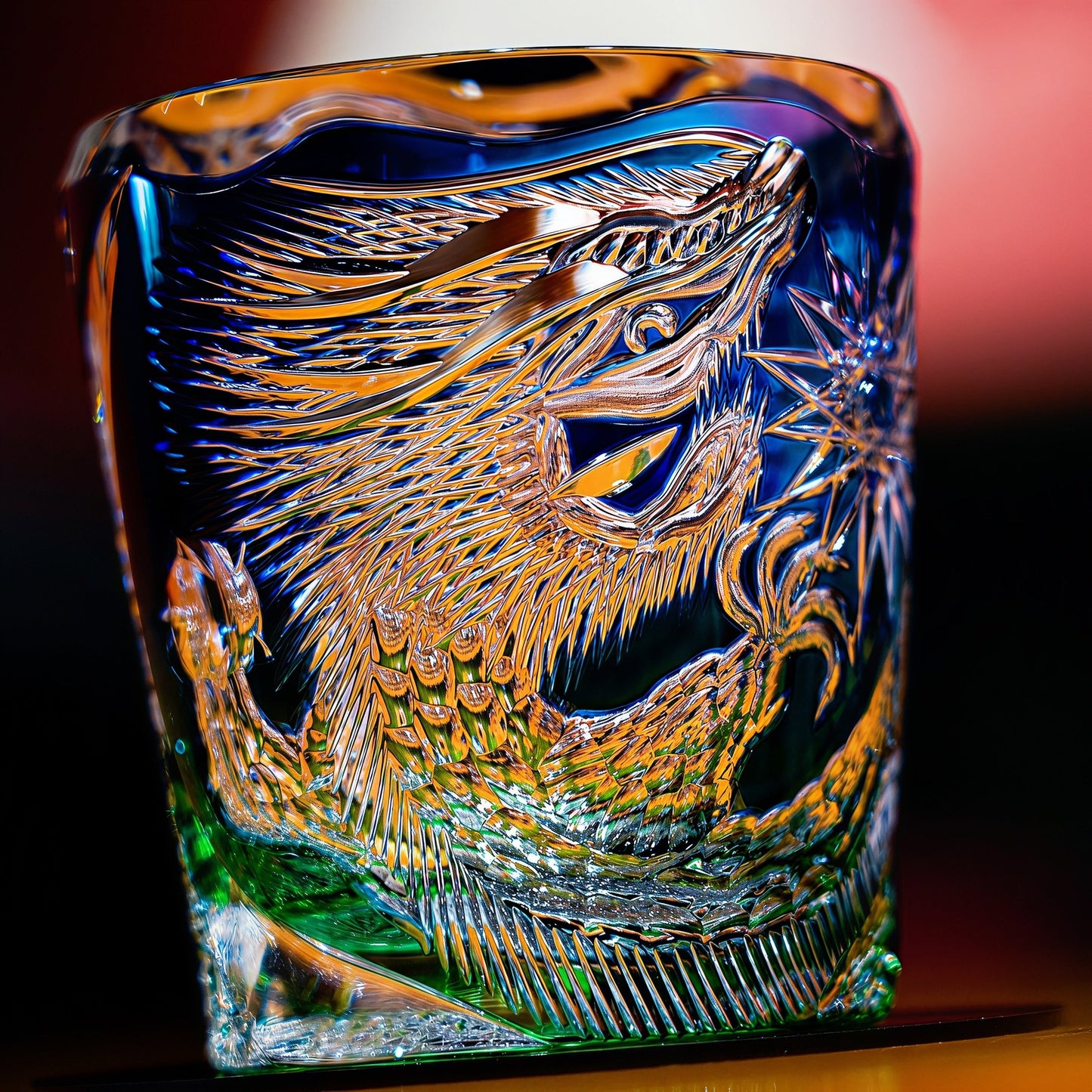 Edo Kiriko Handcrafted Kinryu Whisky Glass With Wooden Box