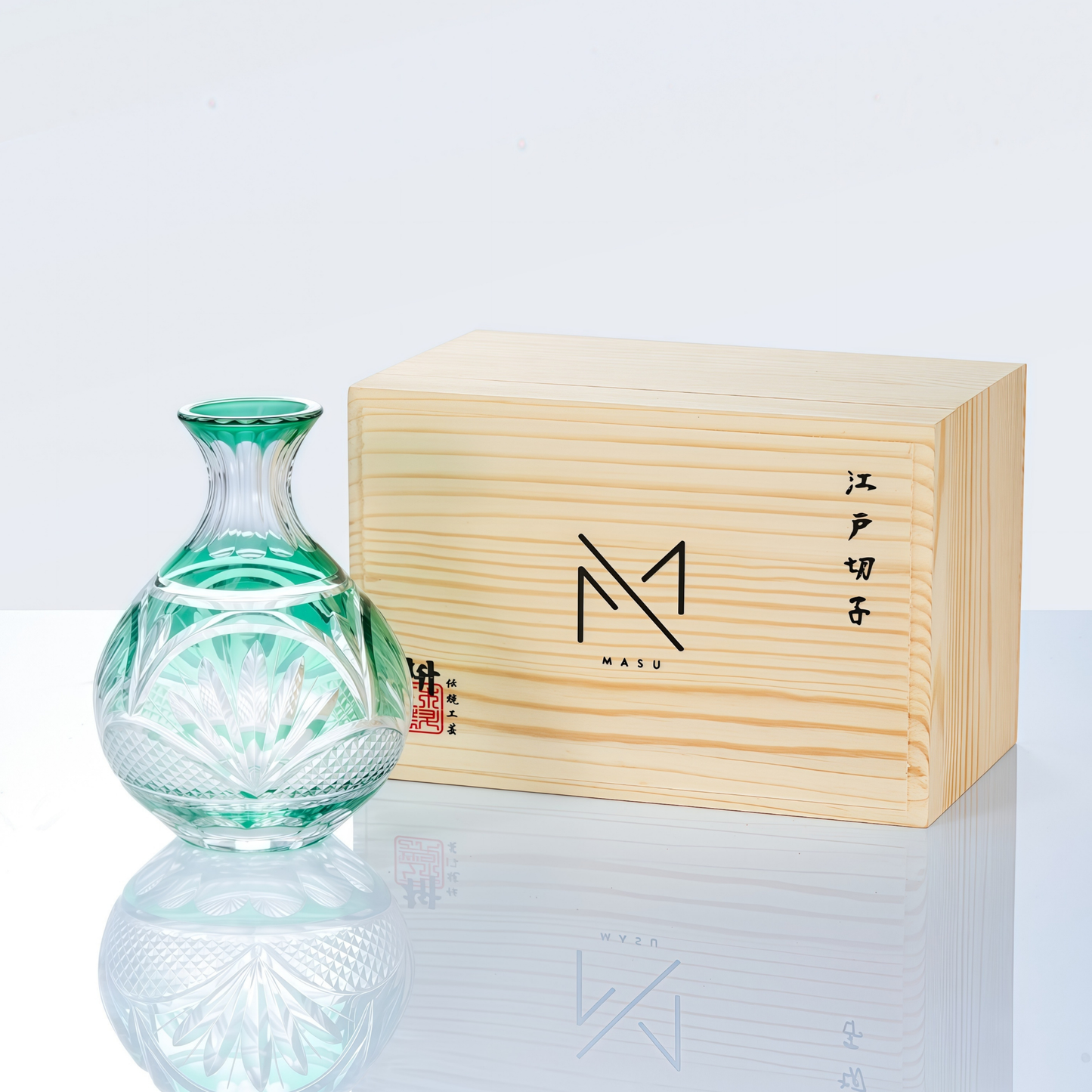 Edo Kiriko Handcrafted Midori Sake Glass Collection