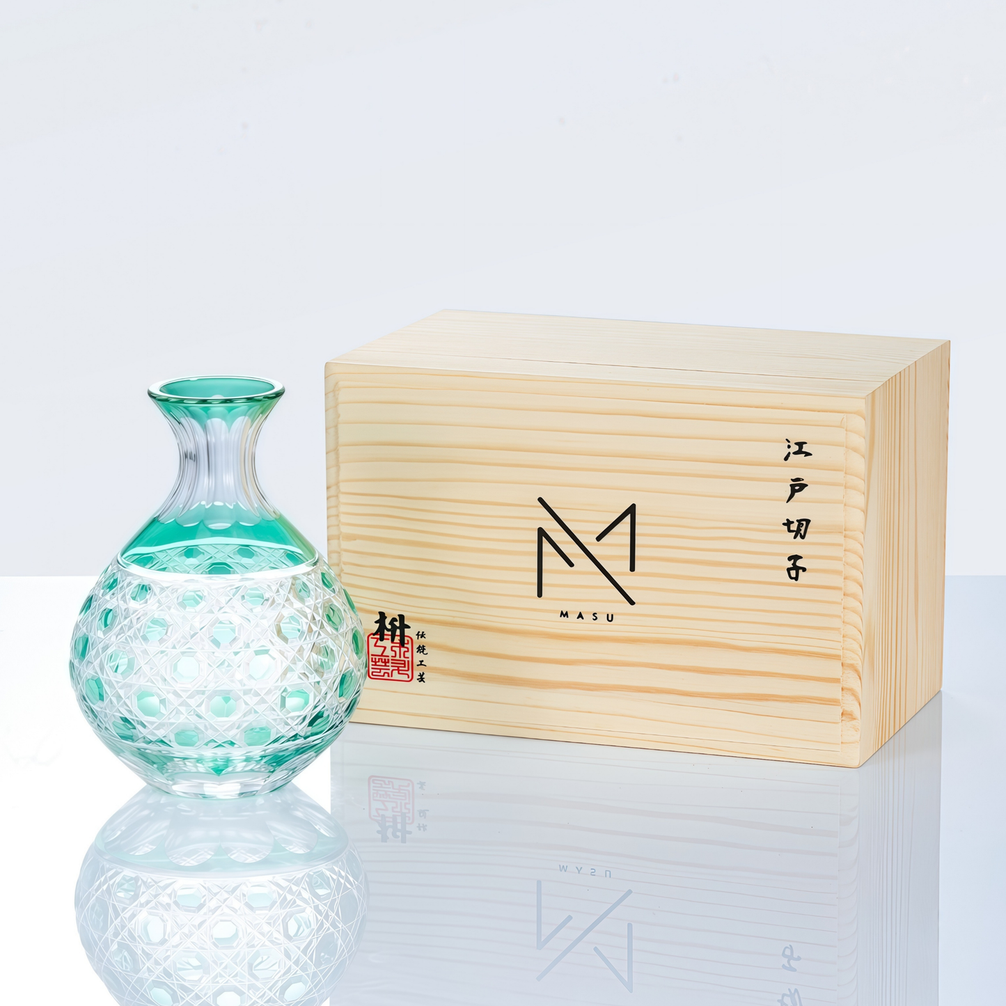 Edo Kiriko Handcrafted Midori Sake Glass Collection