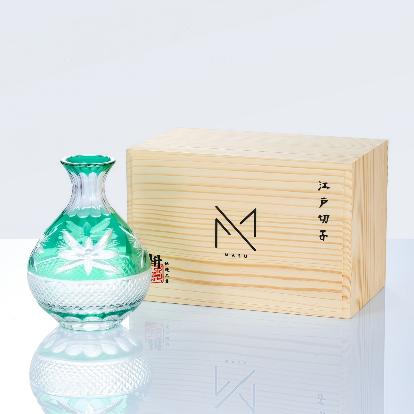 Edo Kiriko Handcrafted Midori Sake Glass Collection
