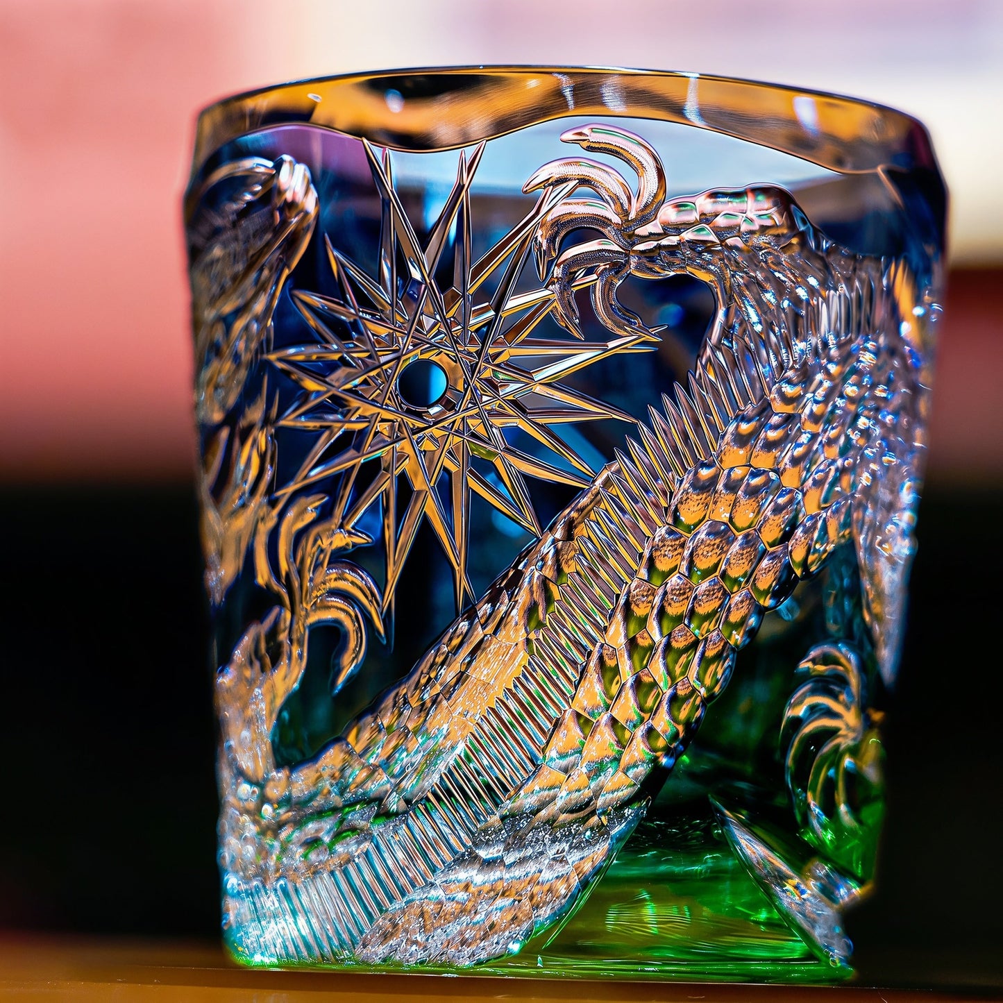 Edo Kiriko Handcrafted Kinryu Whisky Glass With Wooden Box