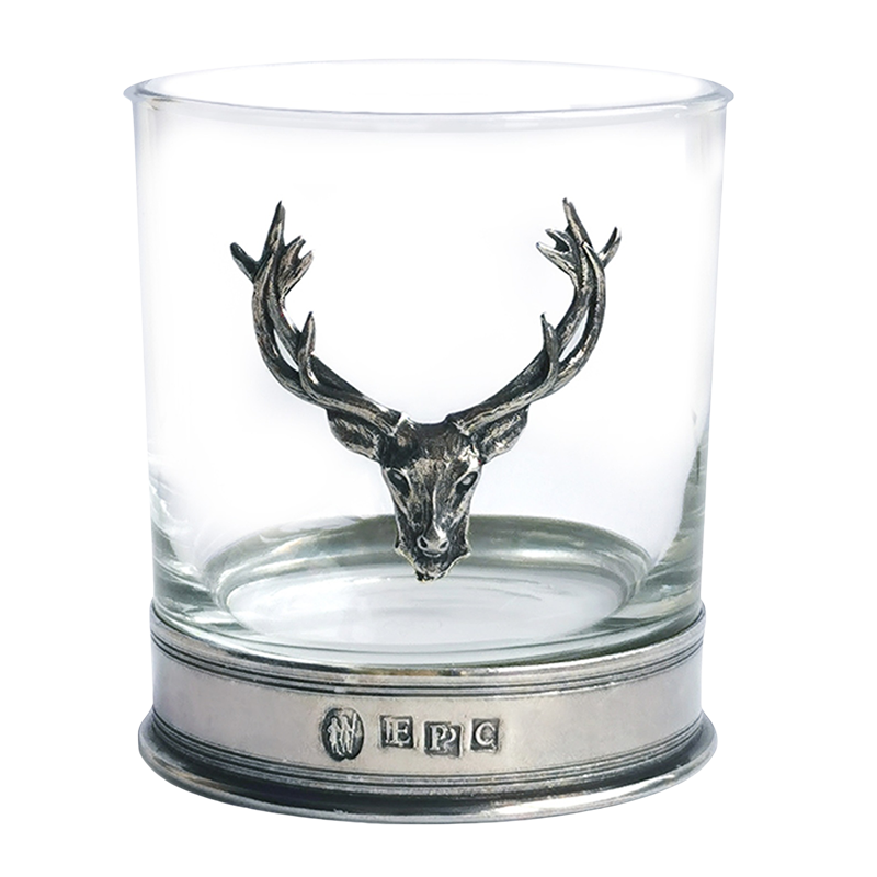 ENGLISH PEWTER Stag Single Whiskey Glass Tumbler