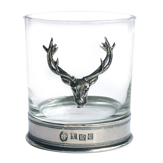 ENGLISH PEWTER Stag Single Whiskey Glass Tumbler