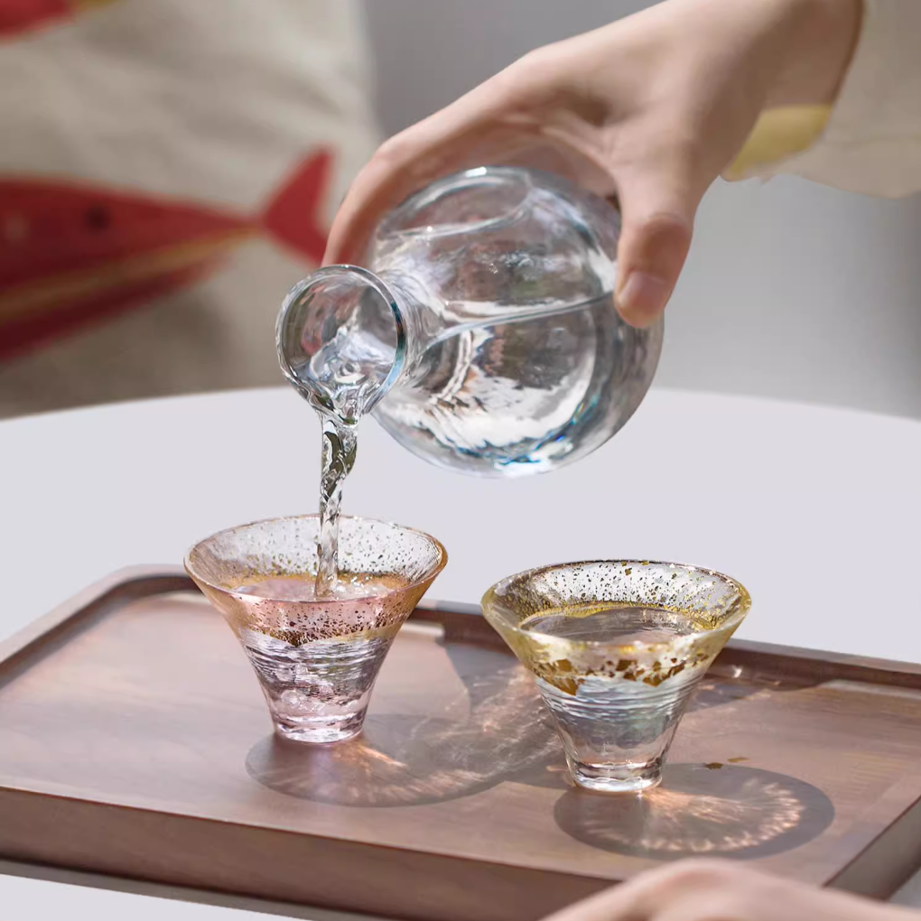 Toyo-Sasaki Handcrafted Kinka & Sakura Fuji Glass Set