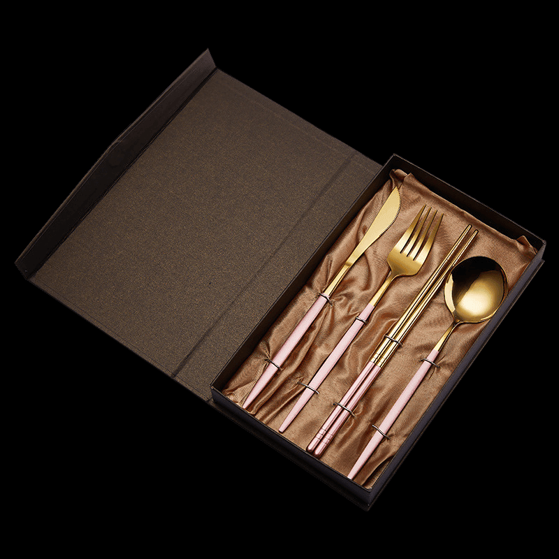 Stainless Steel Pointed Handle Utensil Gift Sets (Chopsticks Edition)