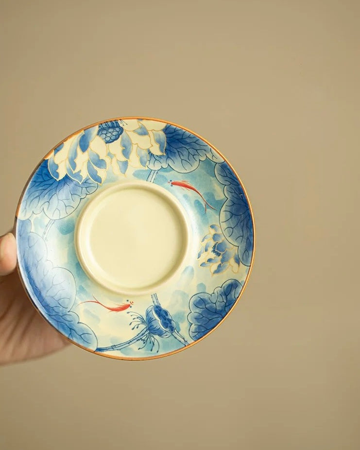 Ru Ware Fish Playing in the Lotus Pond Floating Sancai Gaiwan