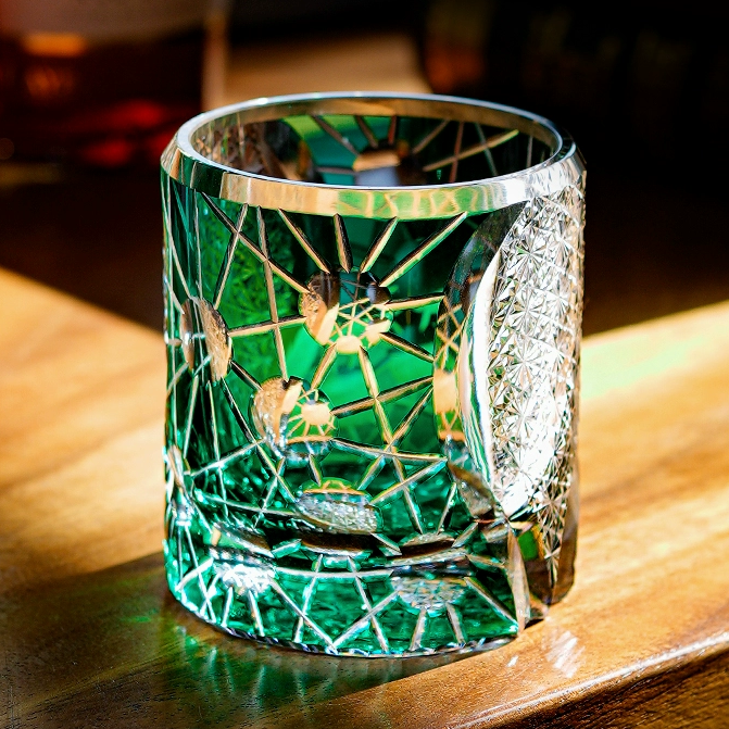Edo Kiriko Handcrafted Night Jewel Whisky Glass With Wooden Box