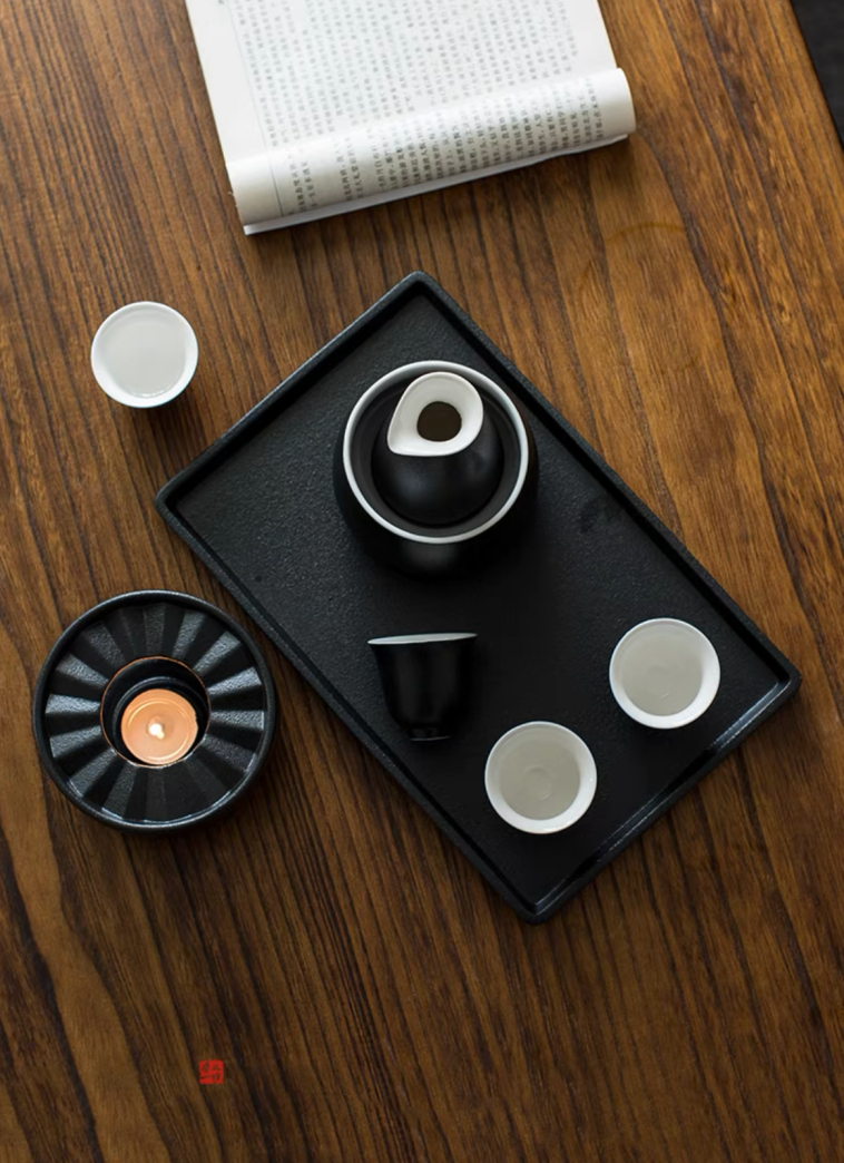 Authentic Japanese Sake Set: Tokkuri. Warmer. Serving Tray. Cups - Personalized Engraving Available