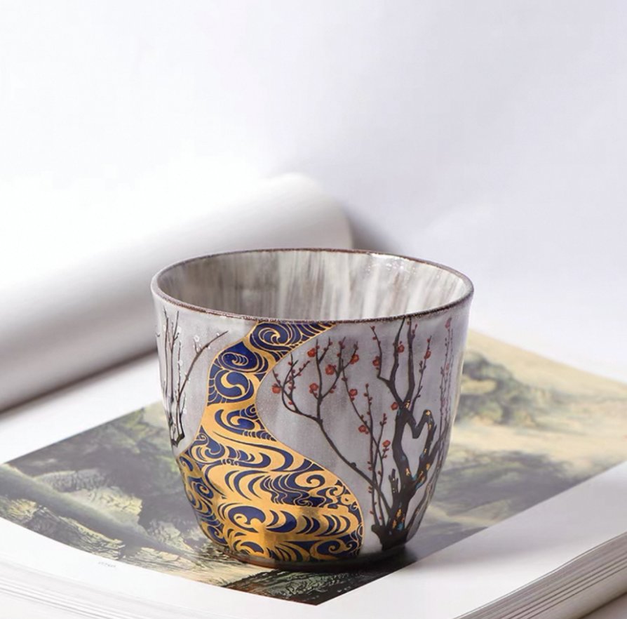 Authentic Kutani Ware Ceramic Sake Cups. Handcrafted