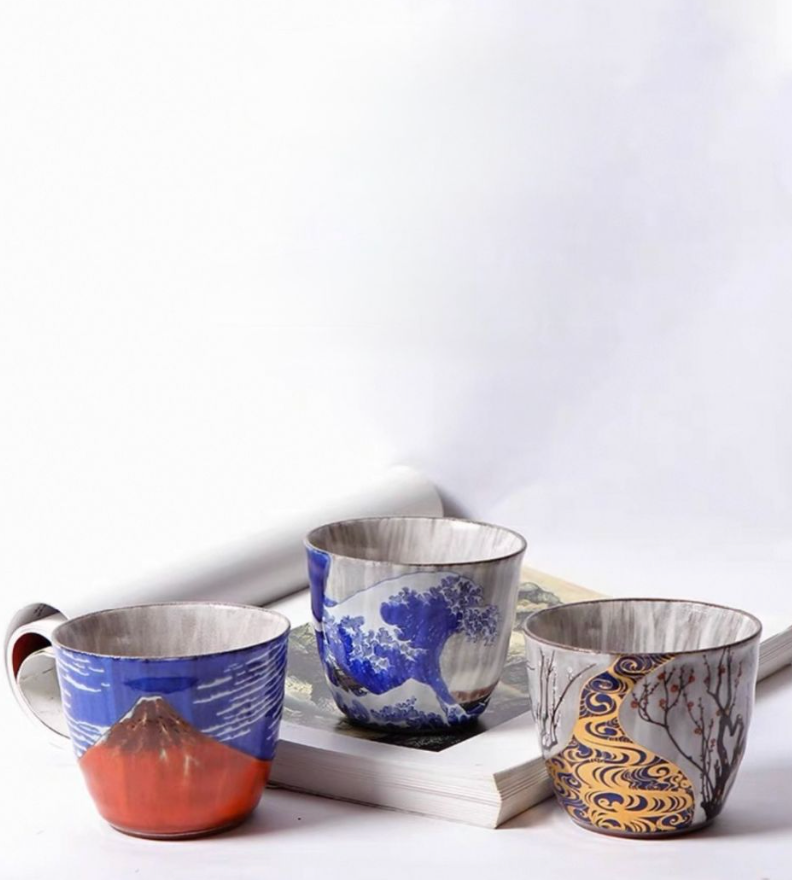 Authentic Kutani Ware Ceramic Sake Cups. Handcrafted