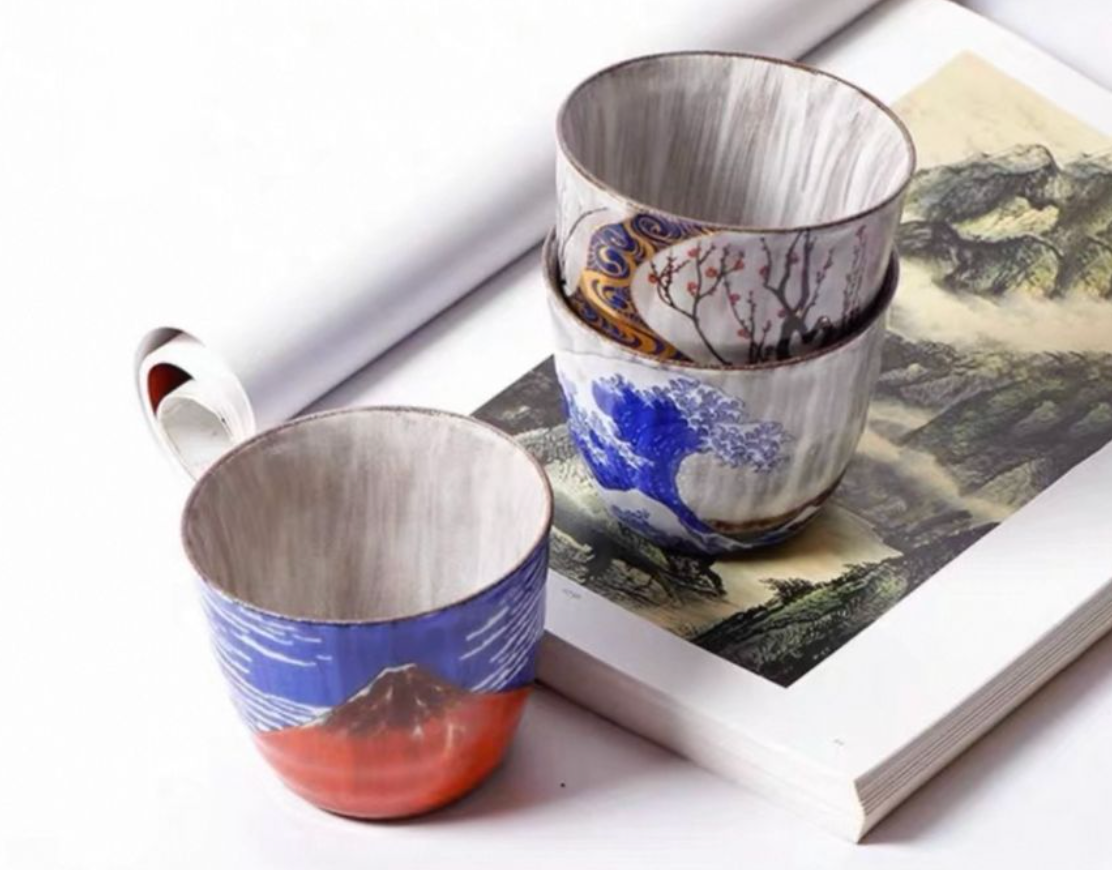 Authentic Kutani Ware Ceramic Sake Cups. Handcrafted