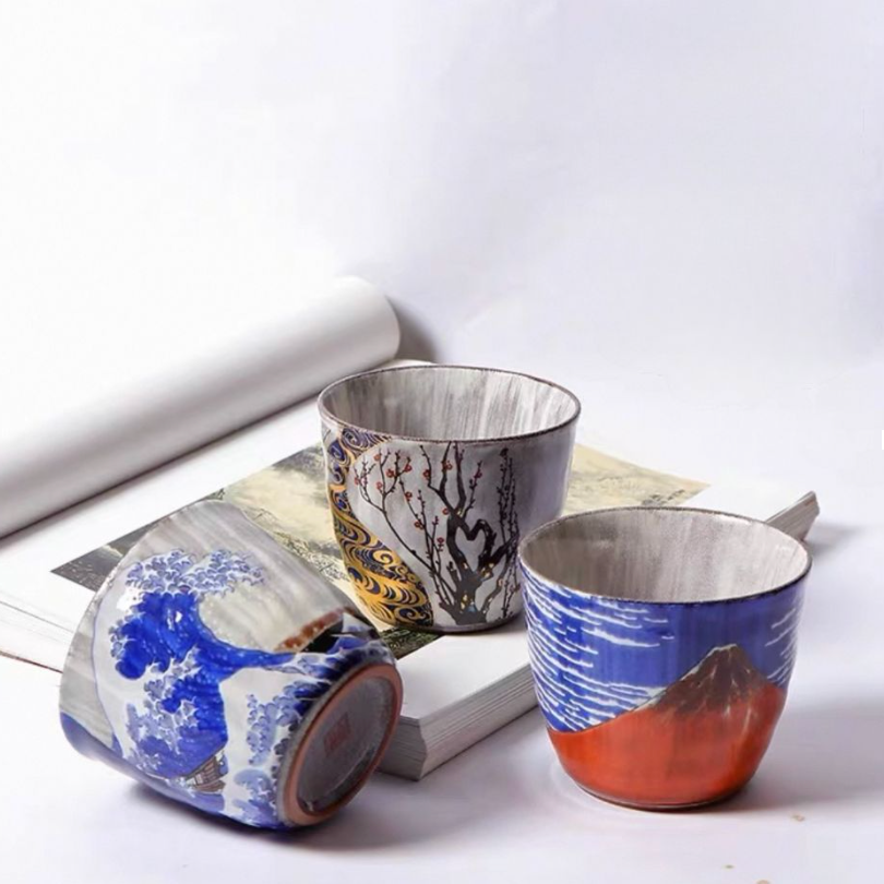 Authentic Kutani Ware Ceramic Sake Cups. Handcrafted