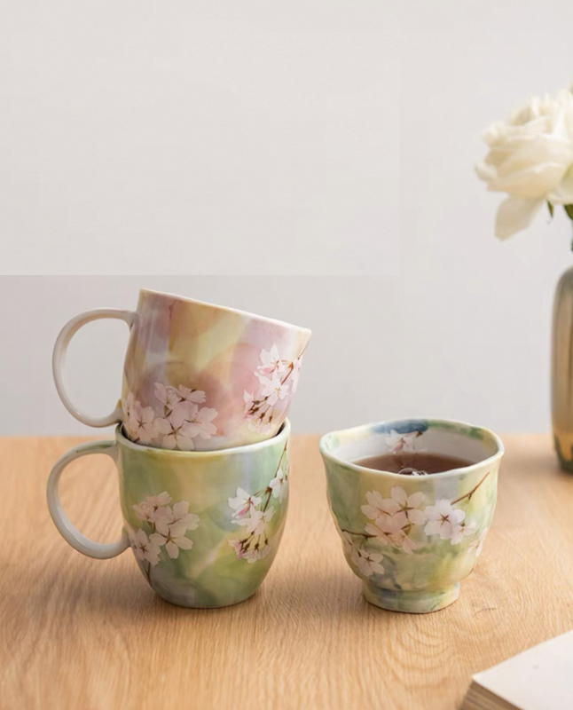 Authentic Mino Ware Cherry Blossom Coffee/Tea Mug. Handmade